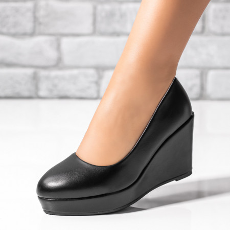 Pantofi casual cu platforma, Pantofi dama negri cu platforma MDL03304 - modlet.ro