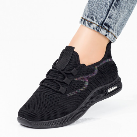 Adidasi dama, Pantofi dama sport cu siret negri MOD08062, modlet.ro