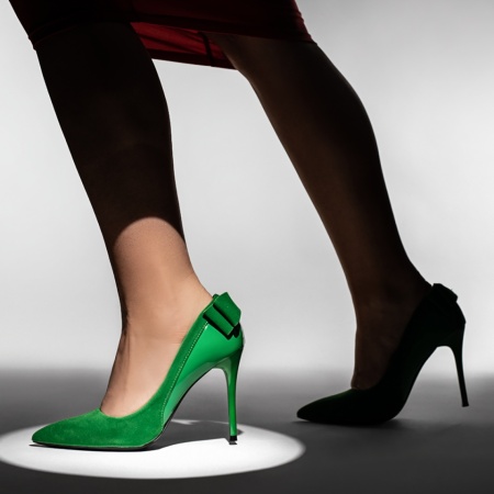 Pantofi dama Stiletto cu toc subtire si funda verzi suede MOD06158, 5, modlet.ro