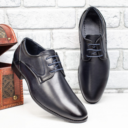 Incaltaminte barbati, Pantofi eleganti barbati albastri cu siret MOD09630, modlet.ro