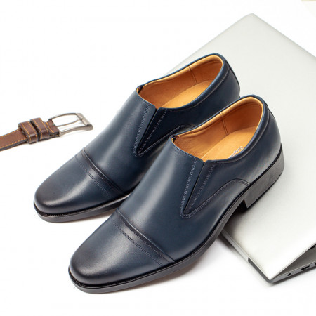 Incaltaminte barbati, Pantofi eleganti barbati albastri din Piele naturala MOD01519, modlet.ro