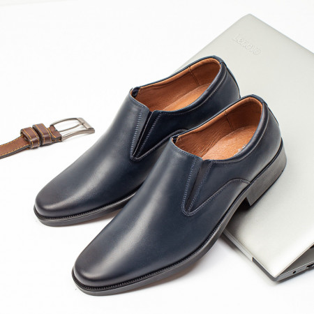 Incaltaminte barbati, Pantofi eleganti barbati albastri din Piele naturala MOD03969, modlet.ro