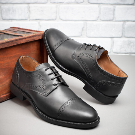 Pantofi barbati eleganti, Pantofi eleganti barbati negri cu siret din Piele naturala ZEF03578 - zeforia.ro