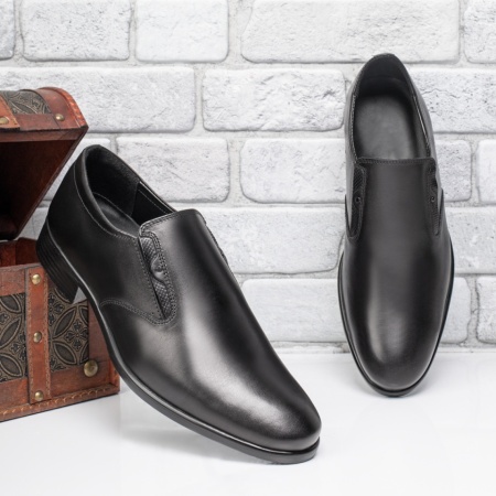 Incaltaminte barbati, Pantofi eleganti barbati negri din Piele naturala MOD13075, modlet.ro