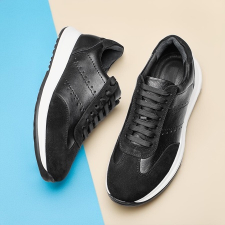 Adidasi barbati, Pantofi sport barbati cu siret negri din Piele naturala MOD12016, modlet.ro