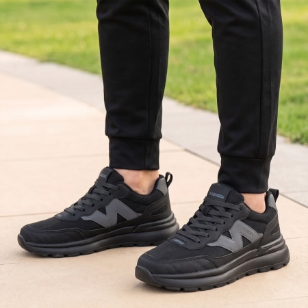 Pantofi sport barbati cu siret negri ION12, 2, modlet.ro