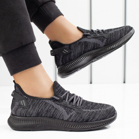 REDUCERI INCALTAMINTE, Pantofi sport barbati din material textil negri cu gri MOD05085, modlet.ro