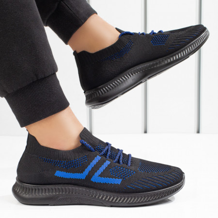 Pantofi sport barbati negri cu albastru ZEF08526