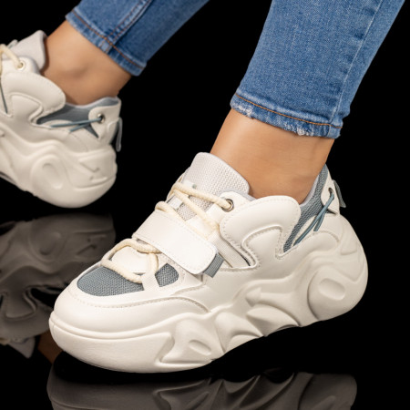 Pantofi sport dama albi cu gri MOD10354, 2, modlet.ro