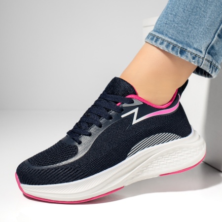 Adidasi dama, Pantofi sport dama cu siret albastru cu roz MOD13045, modlet.ro