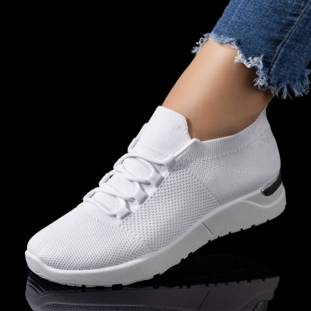 REDUCERI INCALTAMINTE, Pantofi sport dama cu siret albi MOD08521, modlet.ro