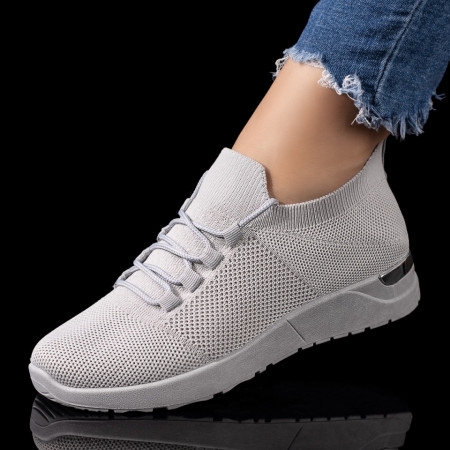 Adidasi dama, Pantofi sport dama cu siret gri MOD08521, modlet.ro