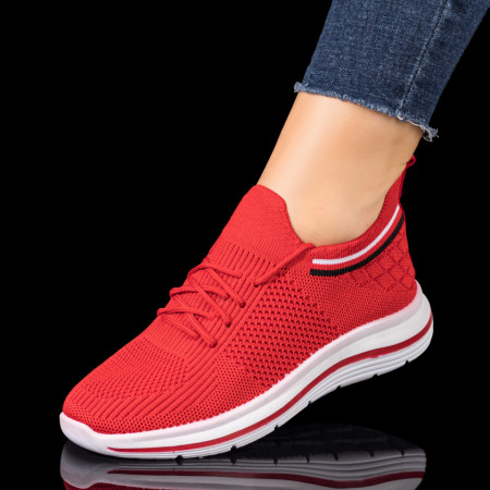 Adidasi dama, Pantofi sport dama cu siret rosii MOD04381, modlet.ro