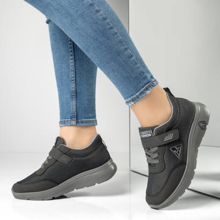 Adidasi dama, Pantofi sport dama cu siret si scai gri MOD13221, modlet.ro