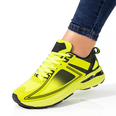 Pantofi sport dama cu siret verde neon ZEF09818, 3, zeforia.ro