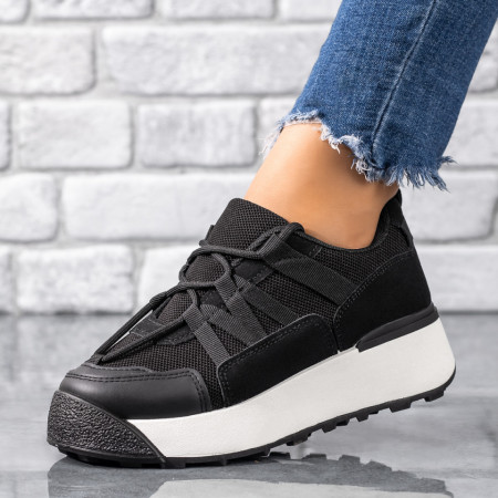 Adidasi dama, Pantofi sport dama cu talpa groasa negri MOD09195, modlet.ro
