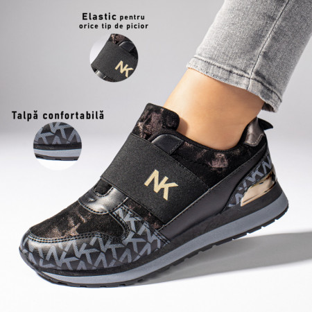 Pantofi sport dama cu talpa groasa negri MOD11116, 3, modlet.ro