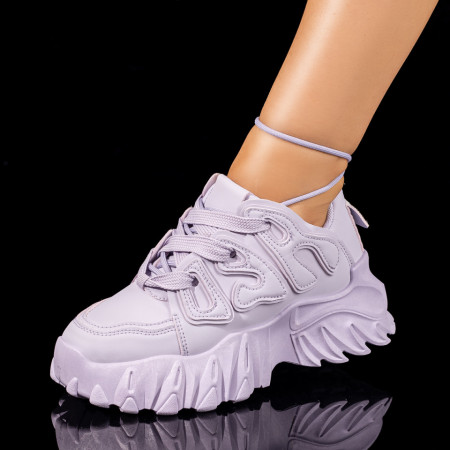 Plateste Jumatate!, Pantofi sport dama mov cu siret MOD10037, modlet.ro