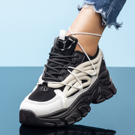 Adidasi dama, Pantofi sport dama negri cu bej MOD08102, modlet.ro
