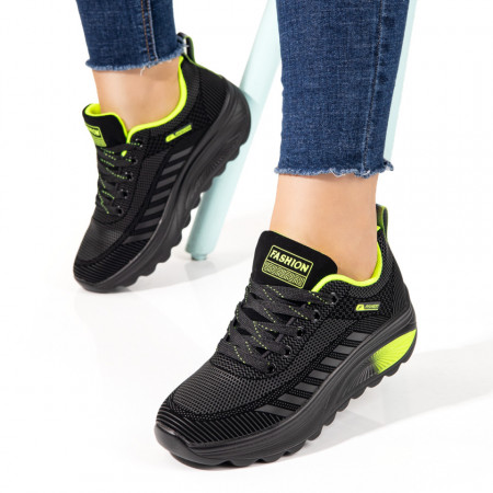 Adidasi dama, Pantofi sport dama negri cu verde si talpa groasa ZEF01616 - zeforia.ro
