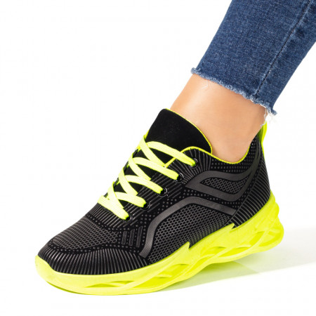 Pantofi sport dama negri cu verde ZEF10175