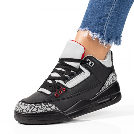 Adidasi dama, Pantofi sport negri cu gri unisex cu siret MOD07010, modlet.ro