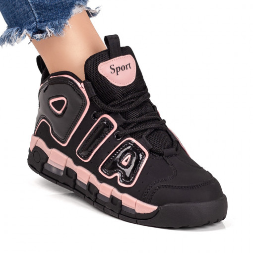 Adidasi dama, Pantofi sport negri cu roz ZEF07809 - zeforia.ro