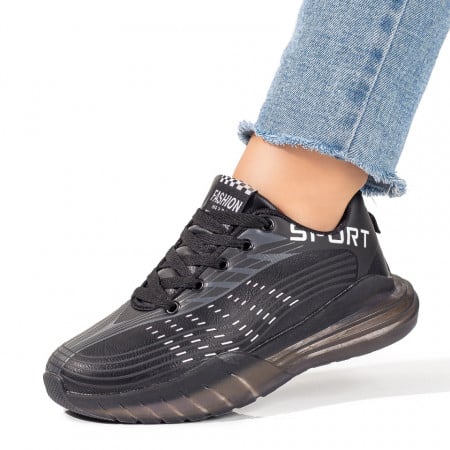Reduceri incaltaminte dama, Pantofi sport negru cu alb unisex cu siret ZEF06743 - zeforia.ro