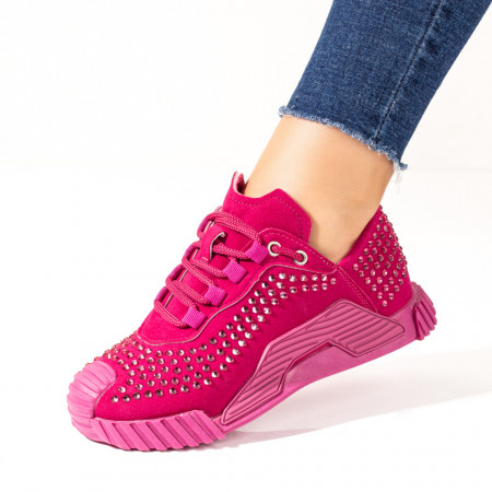Adidasi dama, Pantofi sport roz dama cu strasuri aplicate ZEF10069 - zeforia.ro