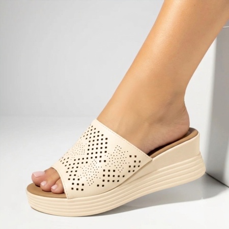 Papuci casual dama cu platforma bej ZOE19, 3, modlet.ro