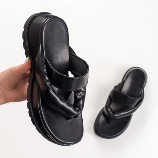 Papuci casual dama cu talpa groasa negri MOD04071
