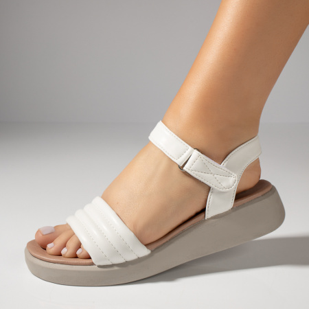 Sandale albe cu platforma si scai ZEF11579
