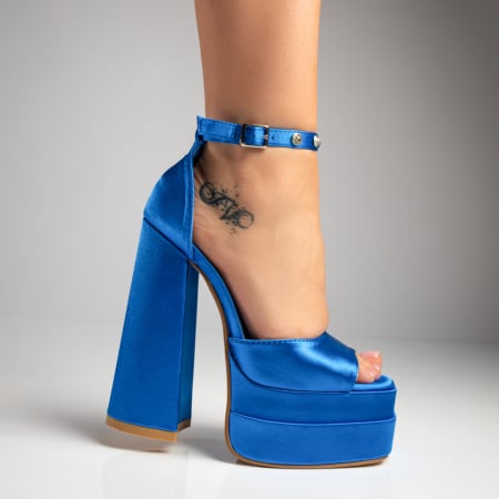 Sandale cu toc, Sandale cu toc si platforma dama albastre ZEF05724 - zeforia.ro