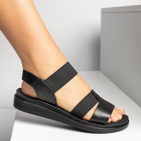 Sandale dama cu barete elastice negre MOD13866