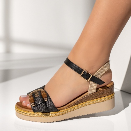 Sandale dama cu platforma negre EVA30, 2, modlet.ro