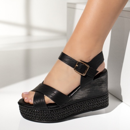 Sandale dama cu platforma negre EVA46, 2, modlet.ro