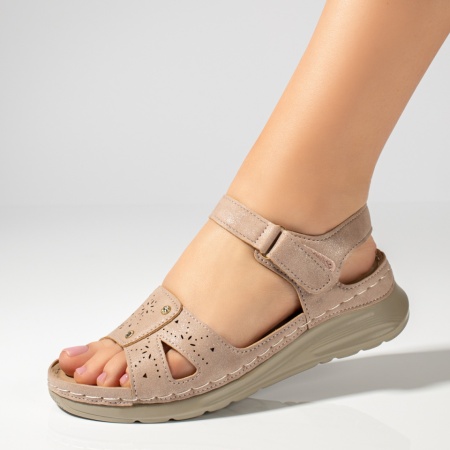 Sandale cu platforma, Sandale dama cu platforma roz glitter MOD13390, modlet.ro