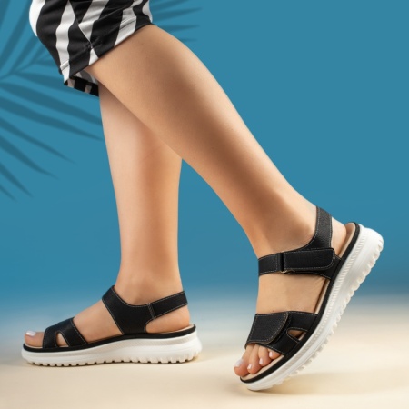 Sandale dama cu platforma si scai negre ZEF13586