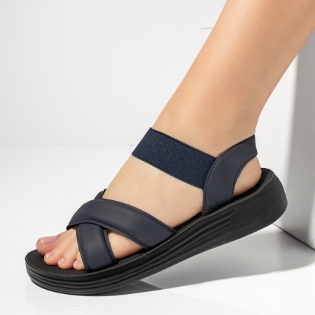 Sandale cu platforma, Sandale dama cu talpa groasa albastru inchis MOD13393, modlet.ro