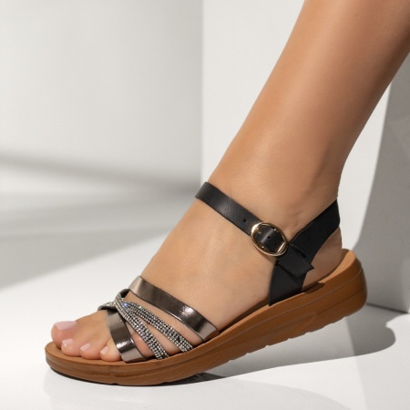 Sandale dama cu talpa joasa negre MOD08243