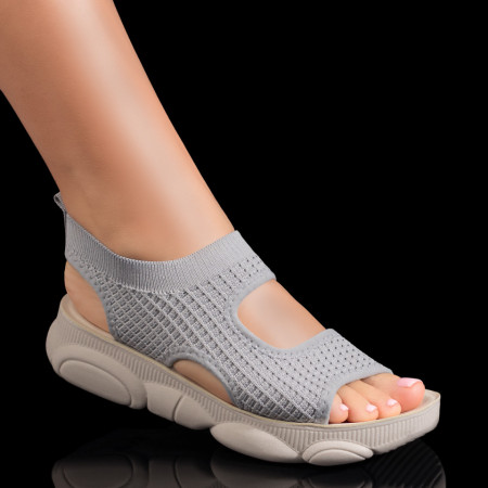 Sandale cu platforma, Sandale dama din material textil gri ZEF09321 - zeforia.ro