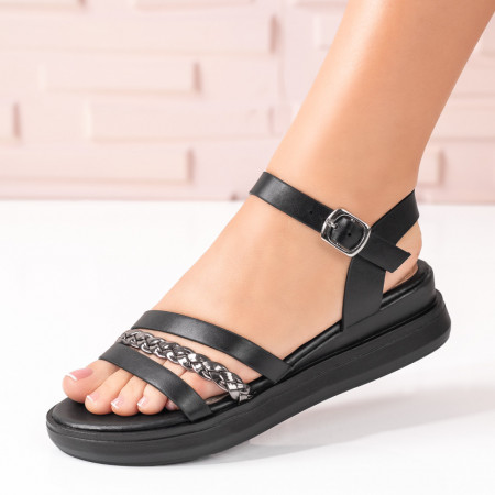 Sandale cu platforma, Sandale dama negre cu talpa groasa MOD09159, modlet.ro
