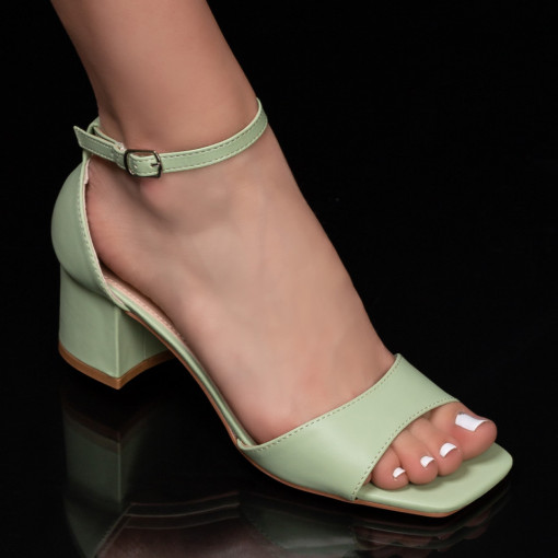 Sandale dama, Sandale verzi dama elegante cu toc gros ZEF05041 - zeforia.ro