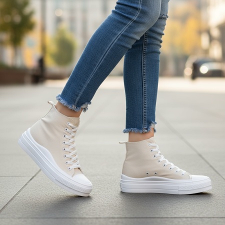 Tenisi dama cu talpa groasa bej MOD07978, 2, modlet.ro