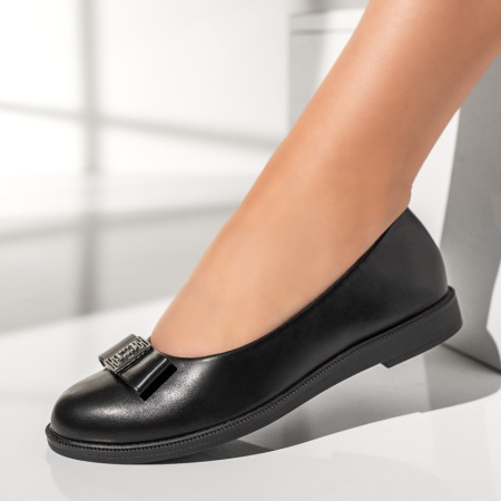 Balerini dama cu accesoriu metalic negri MOD11013, 1, modlet.ro
