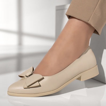 Balerini si Mocasini Dama, Balerini dama cu fundita bej MOD13005, modlet.ro