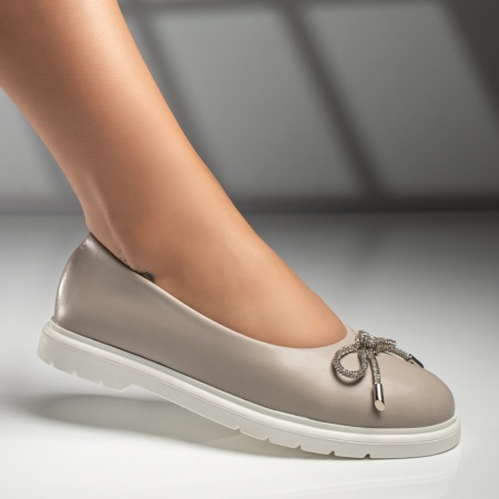 Balerini si Mocasini Dama, Balerini dama cu fundita gri MOD11658, modlet.ro