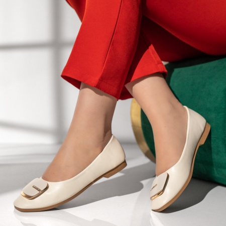 Balerini si Mocasini Dama, Balerini dama cu talpa joasa bej deschis MOD13038, modlet.ro