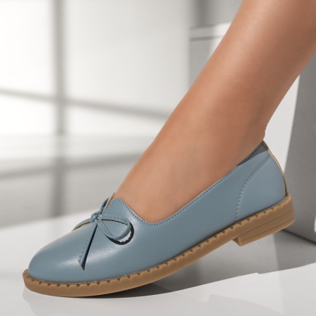 Balerini si Mocasini Dama, Balerini dama cu talpa joasa si fundita albastri MOD13099, modlet.ro