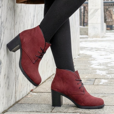 Botine dama cu siret elastic visinii suede din Piele naturala MOD10378, 2, modlet.ro